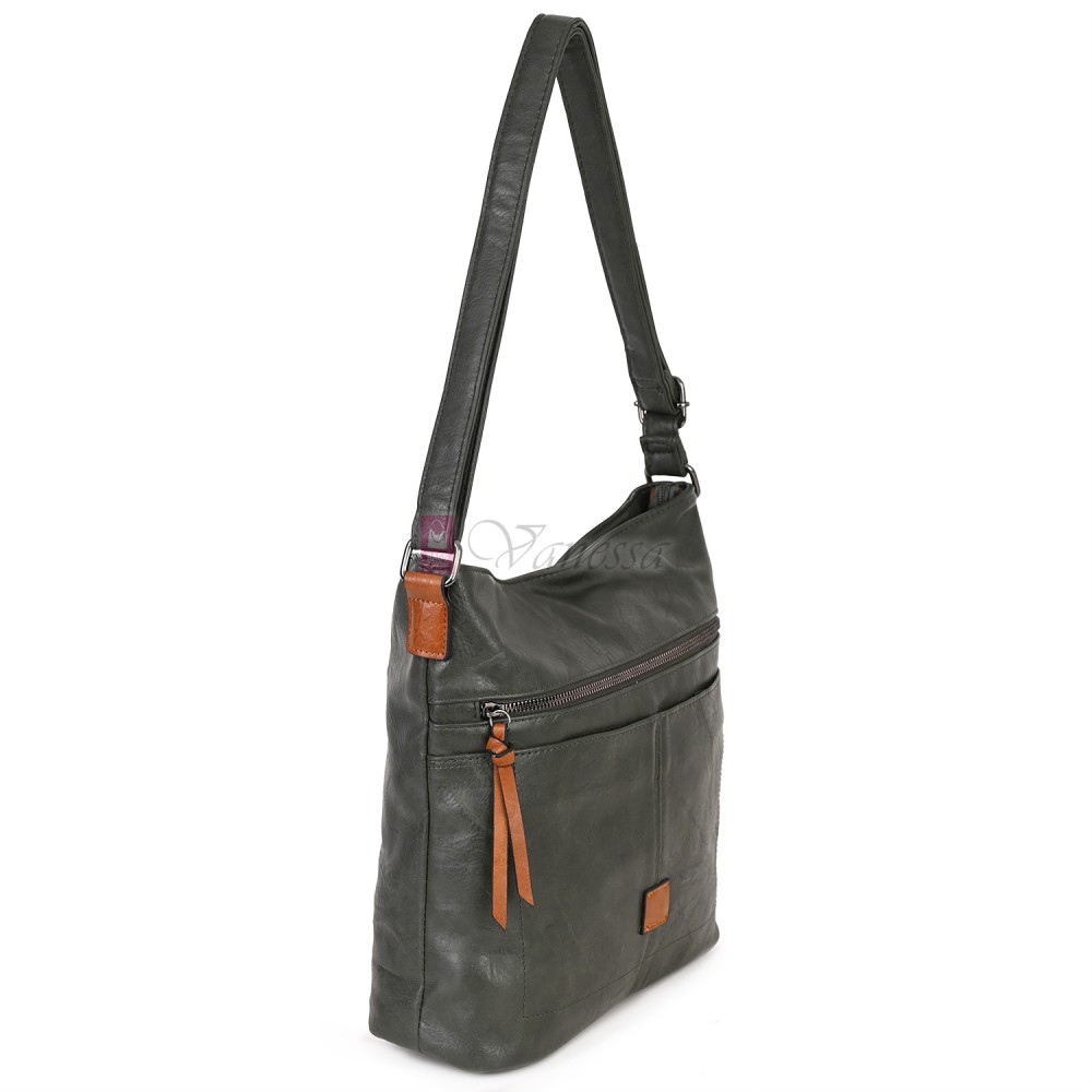 Дамска ежедневна чанта от висококачествена еко кожа, в тъмнозелен цвят Код: 9058