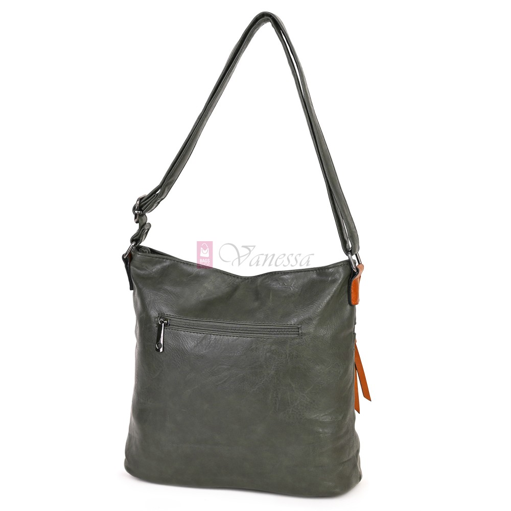 Дамска ежедневна чанта от висококачествена еко кожа, в тъмнозелен цвят Код: 9058