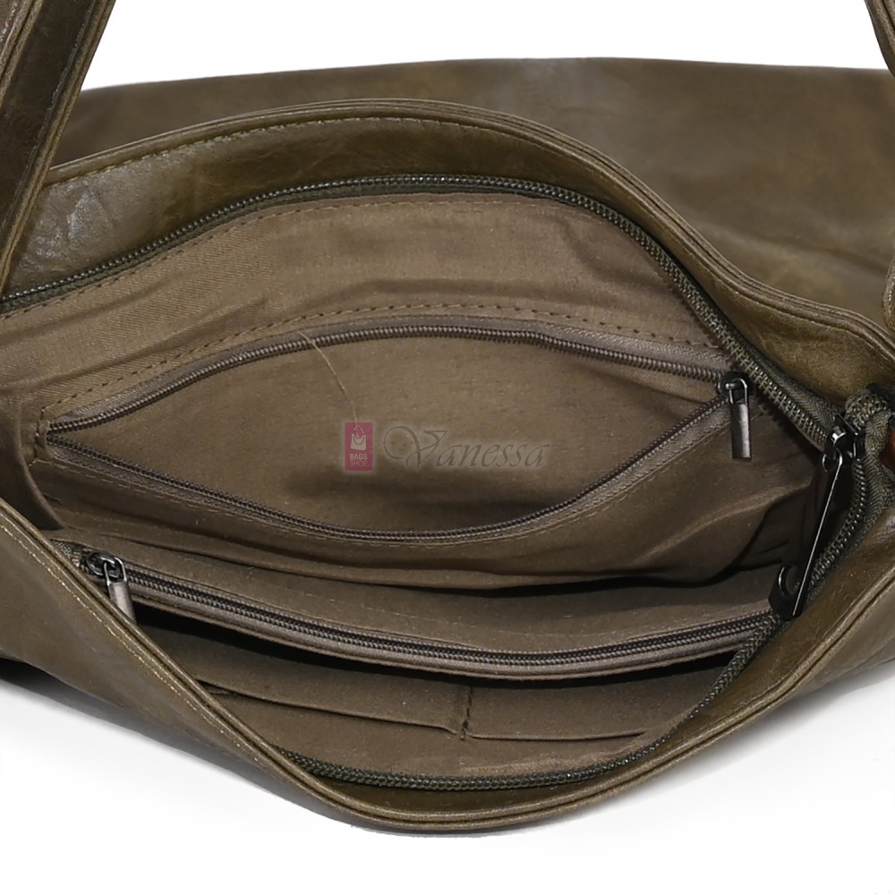 Дамска ежедневна чанта от висококачествена еко кожа, в тъмнозелен цвят Код: 9058