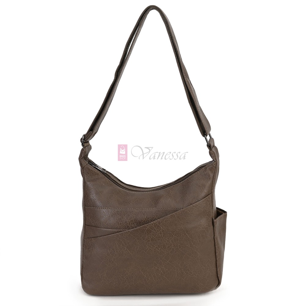 Дамска ежедневна чанта от висококачествена екологична кожа в кафяв цвят Код: 9066