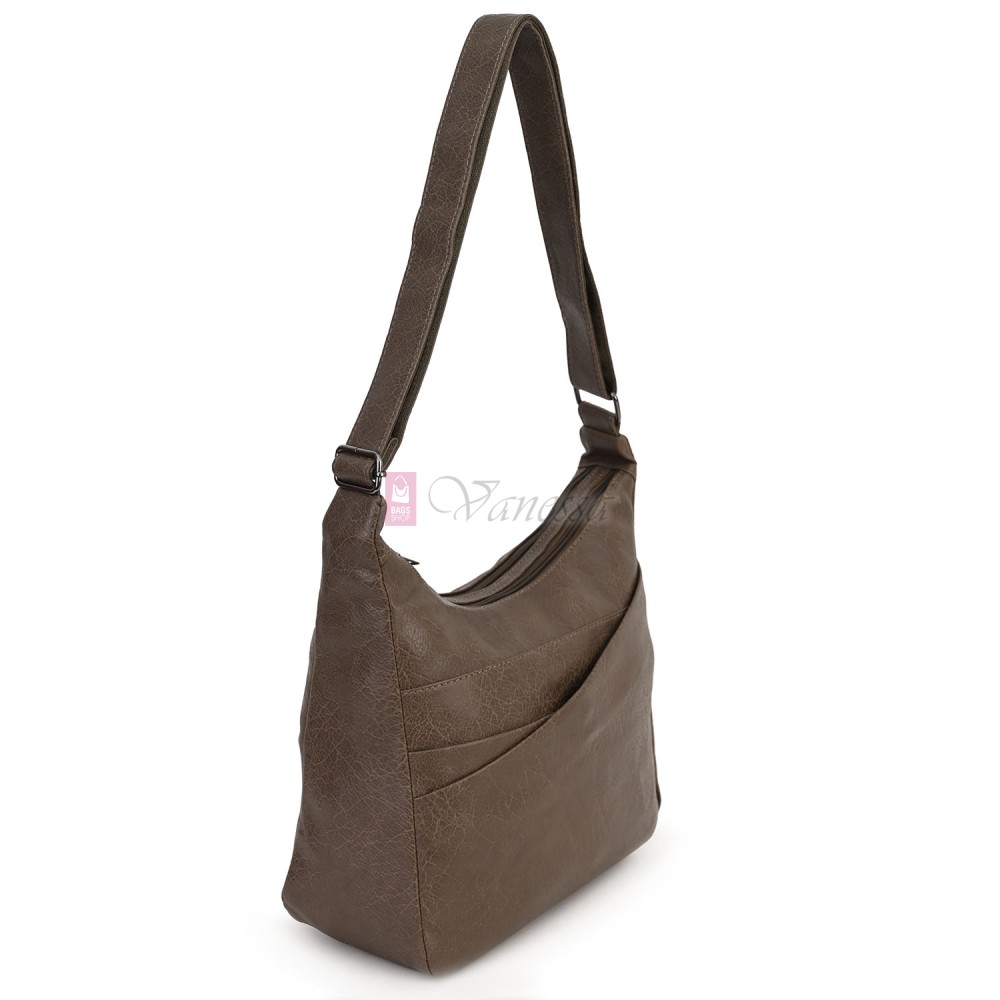 Дамска ежедневна чанта от висококачествена екологична кожа в кафяв цвят Код: 9066