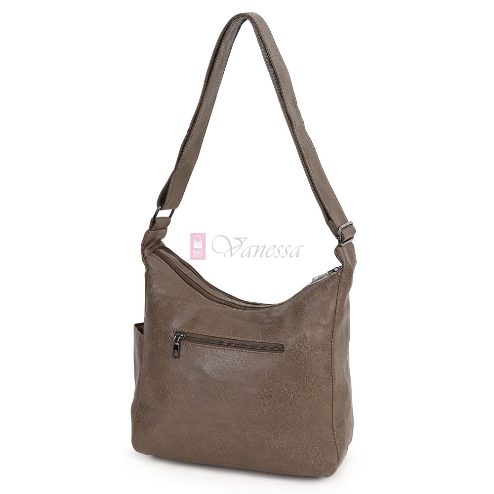 Дамска ежедневна чанта от висококачествена екологична кожа в кафяв цвят Код: 9066