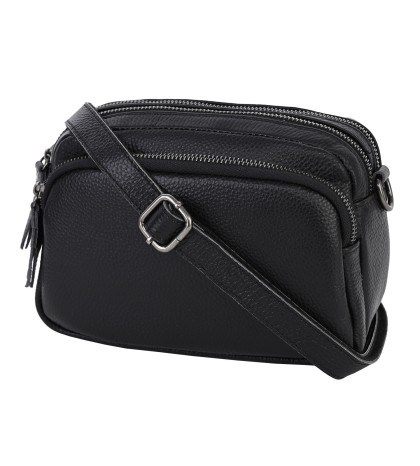  Дамска малка чанта от естествена кожа на парчета в черен цвят. Код: 9143
