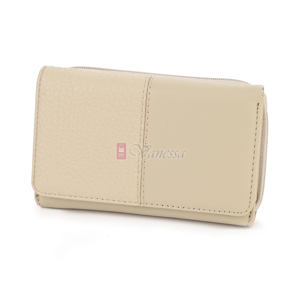 Малко дамско портмоне от висококачествена еко кожа в светлобежов цвят Код: 951-5