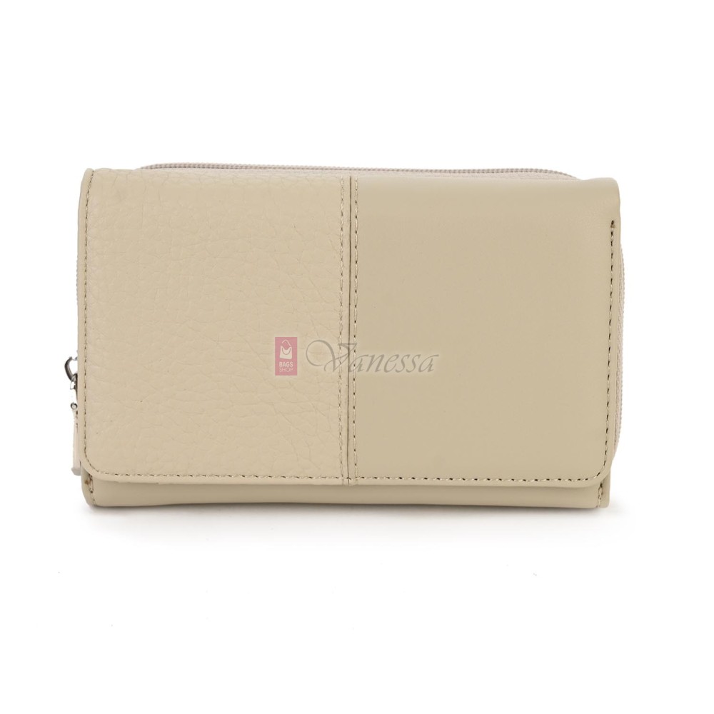 Малко дамско портмоне от висококачествена еко кожа в светлобежов цвят Код: 951-5