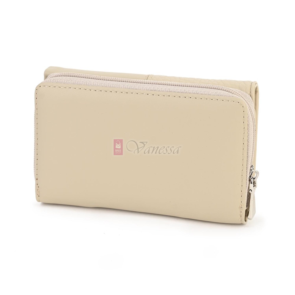 Малко дамско портмоне от висококачествена еко кожа в светлобежов цвят Код: 951-5