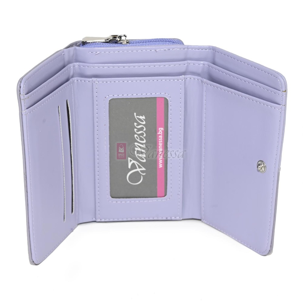 Малко дамско портмоне от висококачествена еко кожа в светлолилав цвят Код: 951-5