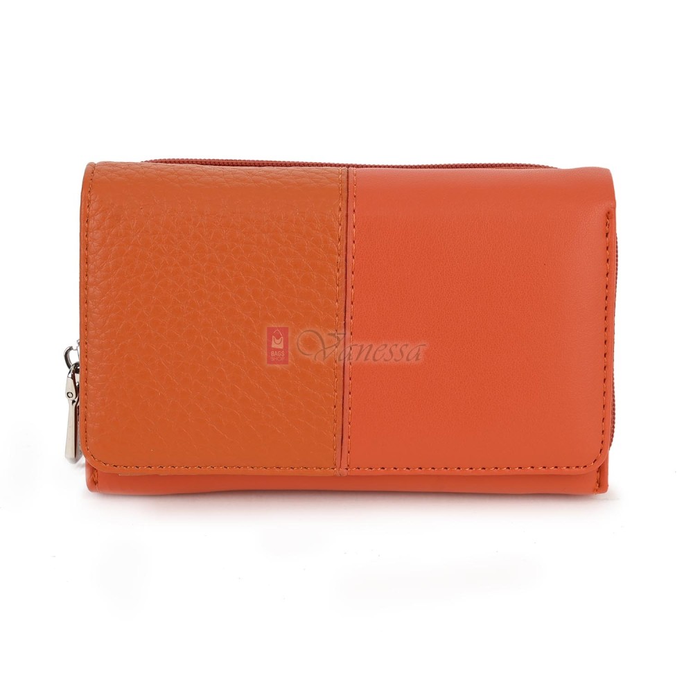 Малко дамско портмоне от висококачествена еко кожа в оранжев цвят Код: 951-5