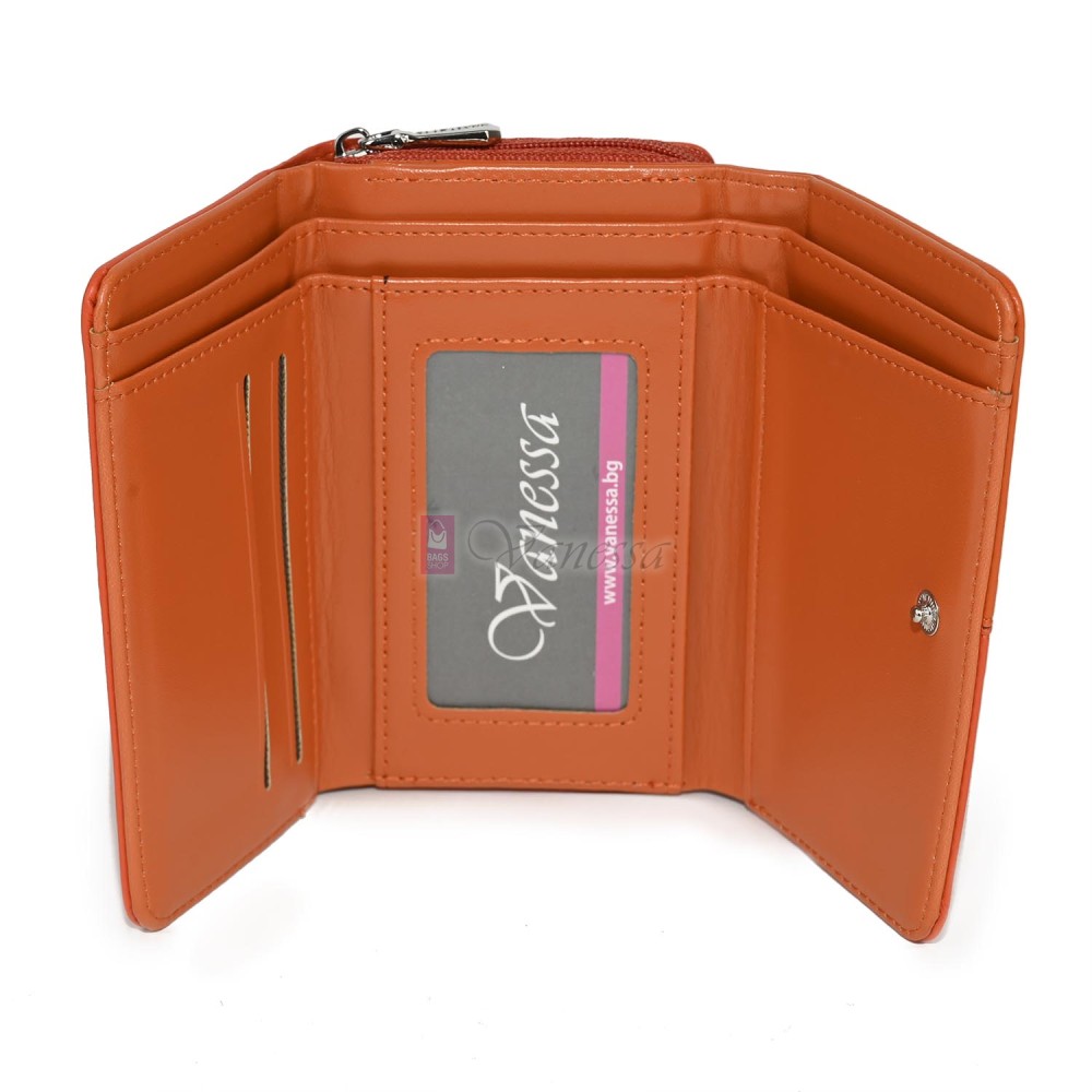 Малко дамско портмоне от висококачествена еко кожа в оранжев цвят Код: 951-5