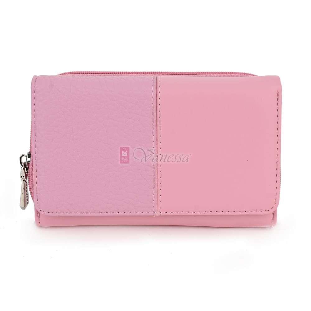 Малко дамско портмоне от висококачествена еко кожа в розов цвят Код: 951-5