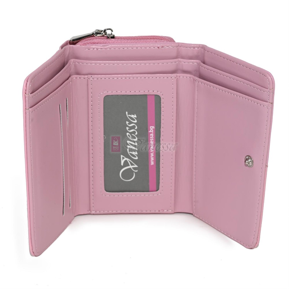 Малко дамско портмоне от висококачествена еко кожа в розов цвят Код: 951-5