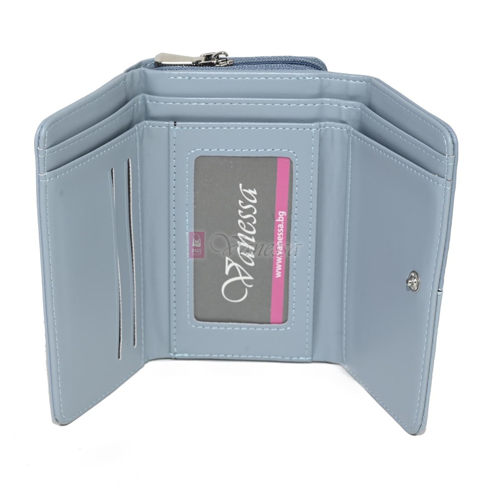 Малко дамско портмоне от висококачествена еко кожа в син цвят Код: 951-5