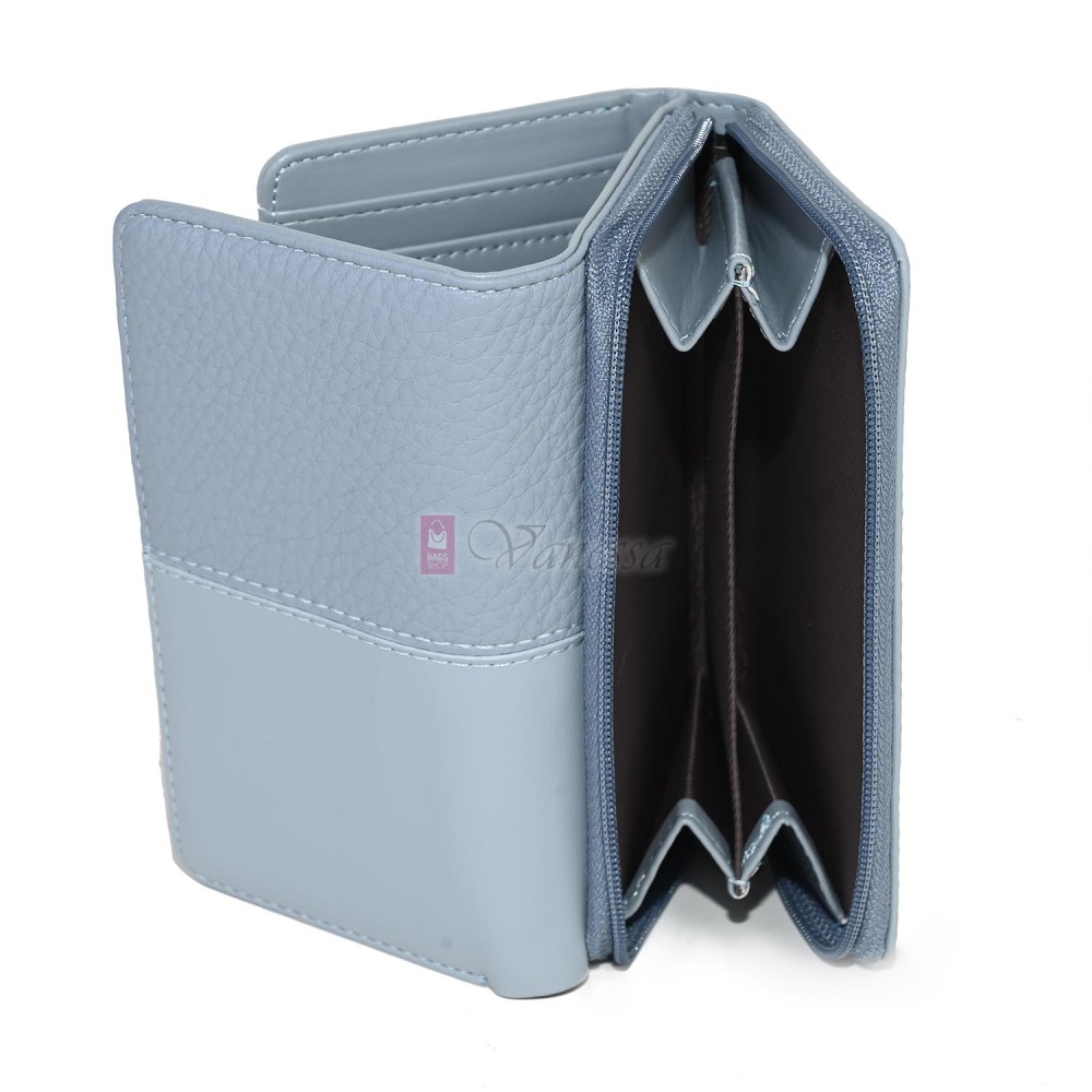 Малко дамско портмоне от висококачествена еко кожа в син цвят Код: 951-5