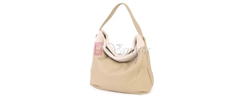 Голяма дамска чанта от еко кожа, в светлобежов цвят. Код: 965