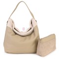 Голяма дамска чанта от еко кожа, в светлобежов цвят. Код: 965