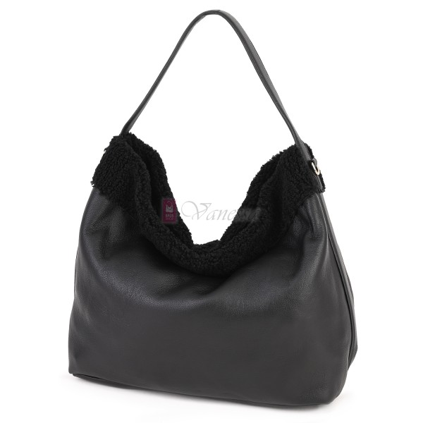 Голяма дамска чанта от еко кожа, в черен цвят. Код: 965