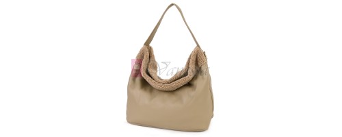 Голяма дамска чанта от еко кожа, в бежов цвят. Код: 965