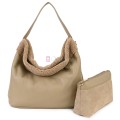 Голяма дамска чанта от еко кожа, в бежов цвят. Код: 965