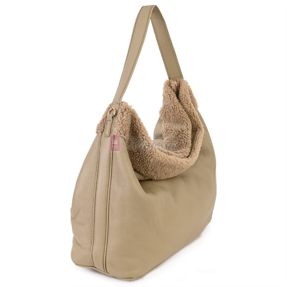 Голяма дамска чанта от еко кожа, в бежов цвят. Код: 965