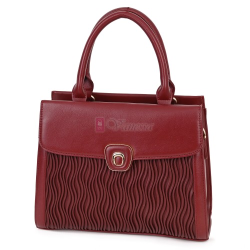 Eлегантна дамска чанта от еко кожа в цвят бордо. Код: AP978