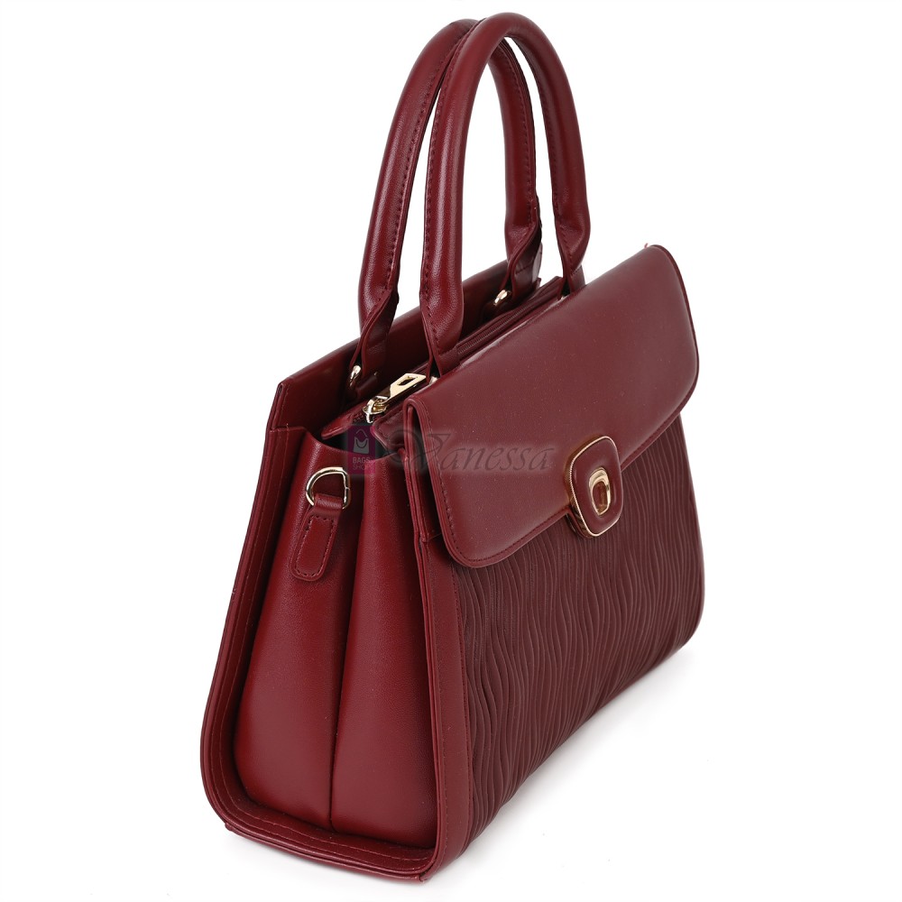 Eлегантна дамска чанта от еко кожа в цвят бордо. Код: AP978