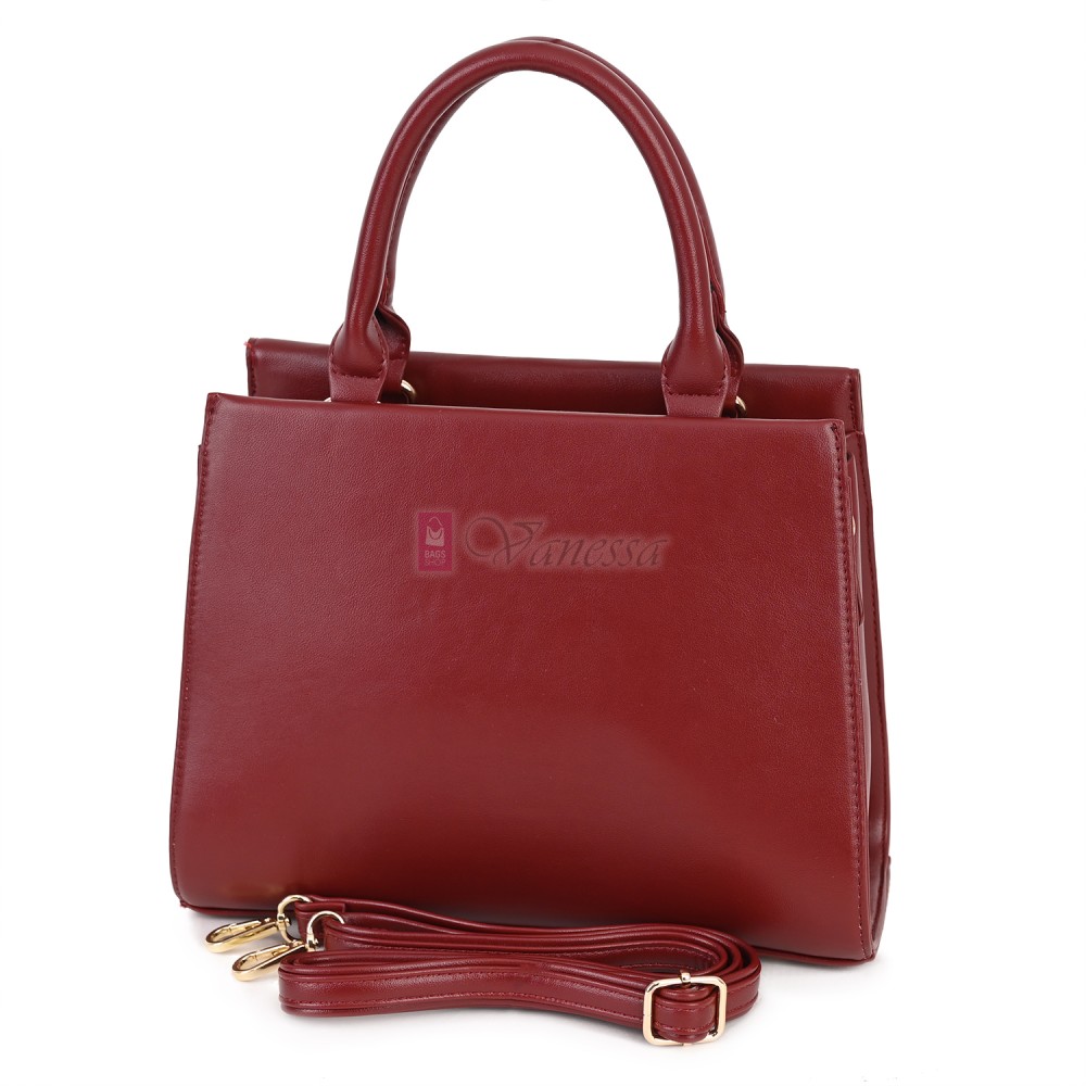 Eлегантна дамска чанта от еко кожа в цвят бордо. Код: AP978