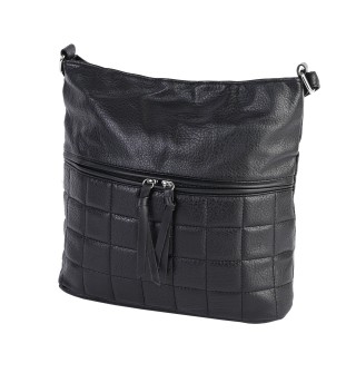 Дамска ежедневна чанта от висококачествена екологична кожа в черен цвят Код: 9780-151