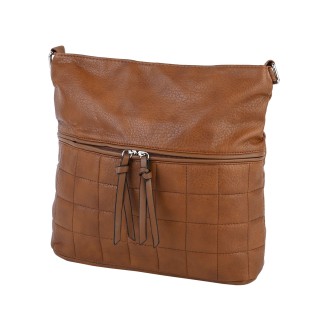 Дамска ежедневна чанта от висококачествена екологична кожа в кафяв цвят Код: 9780-151