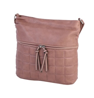 Дамска ежедневна чанта от висококачествена екологична кожа в розов цвят Код: 9780-151