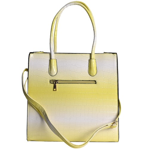 Дамска елегантна чанта от кроко кожа в лимонено жълт цвят. Код: 9818