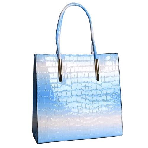 Дамска елегантна чанта от кроко кожа в син цвят. Код: 9818