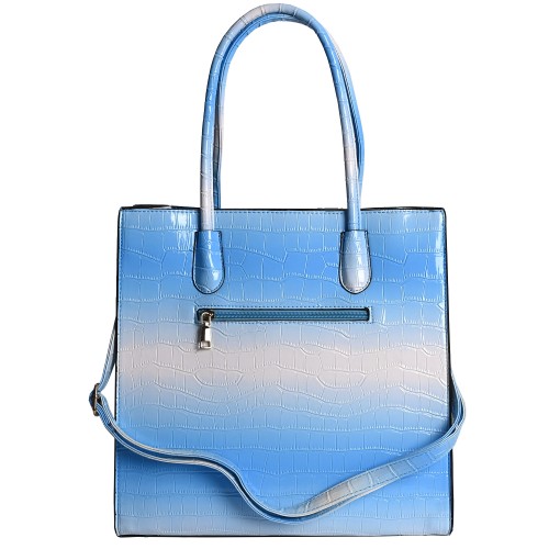 Дамска елегантна чанта от кроко кожа в син цвят. Код: 9818