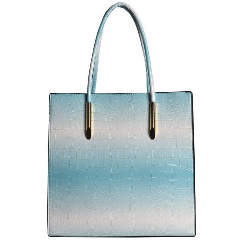 Дамска елегантна чанта от кроко кожа в светло син цвят. Код: 9818