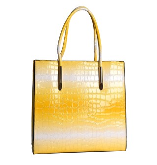 Дамска елегантна чанта от еко кожа в жълт цвят. Код: 9818