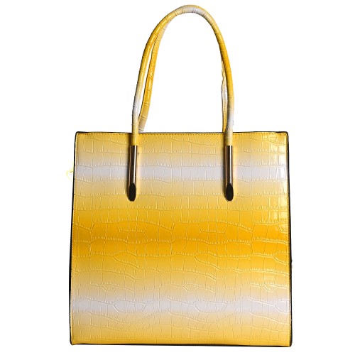 Дамска елегантна чанта от кроко кожа в жълт цвят. Код: 9818