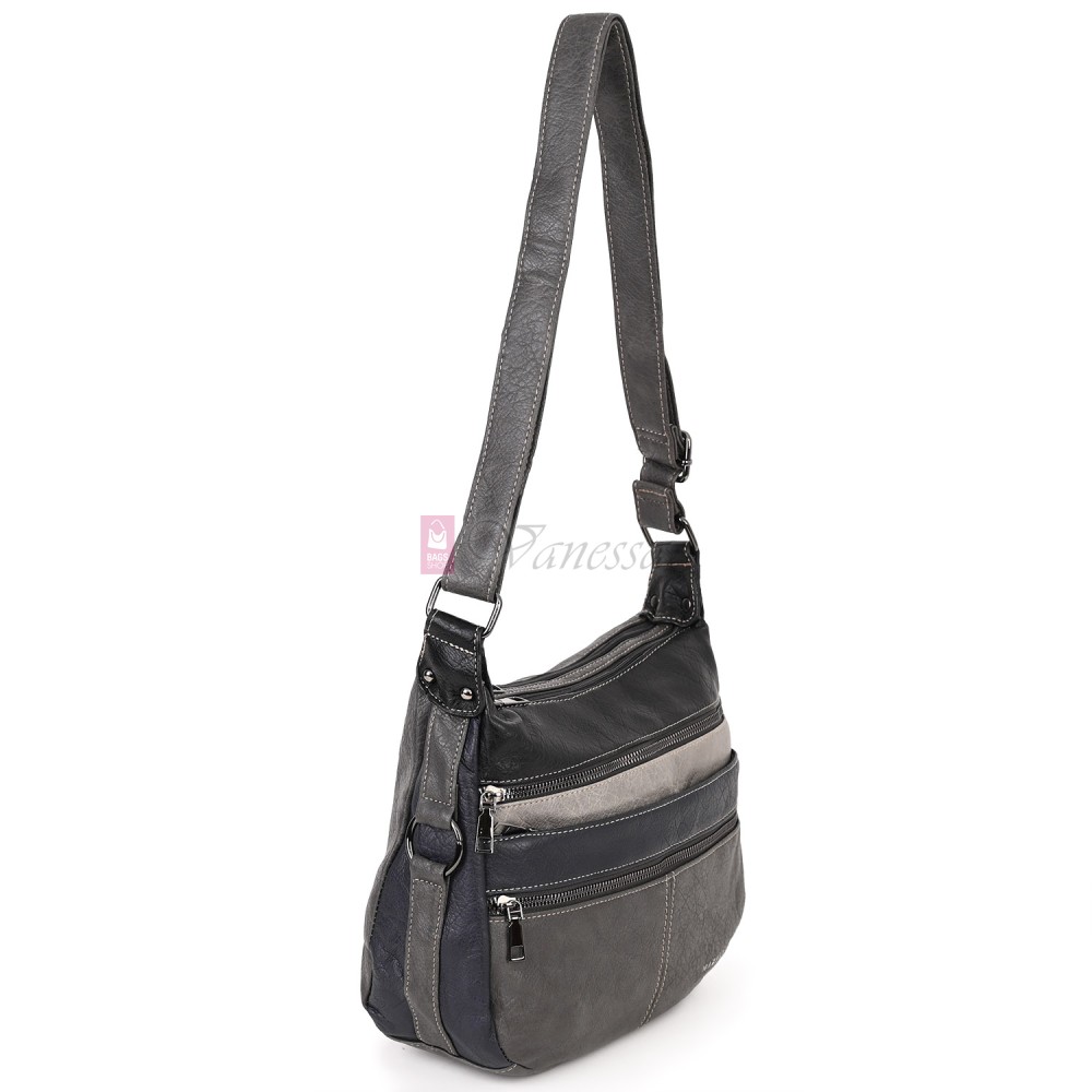 Дамска чанта от екологична кожа в сив цвят. Код: 9828 Дамска чанта от екологична кожа в сив цвят. Код: 9828