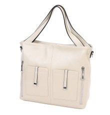 Дамска чанта от естествена кожа в бежов цвят. Код: 9916