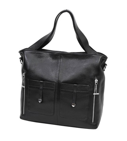 Дамска чанта от естествена кожа в черен цвят. Код: 9916