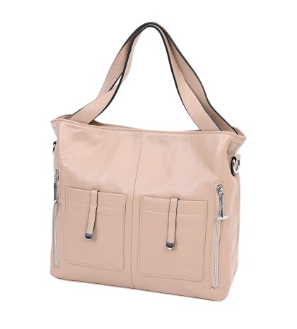 Дамска чанта от естествена кожа в цвят пудра. Код: 9916