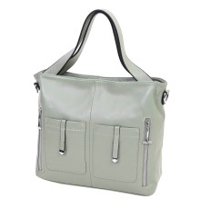 Дамска чанта от естествена кожа в светлозелен цвят. Код: 9916