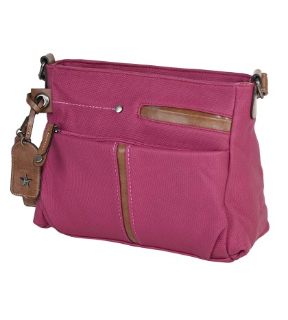Дамска ежедневна чанта от текстил в цвят циклама Код: 9951