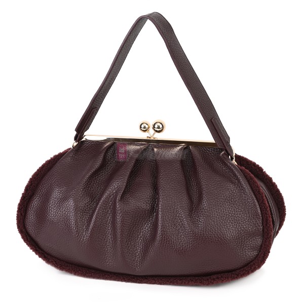 Голяма дамска чанта от еко кожа, в цвят бордо. Код: 997