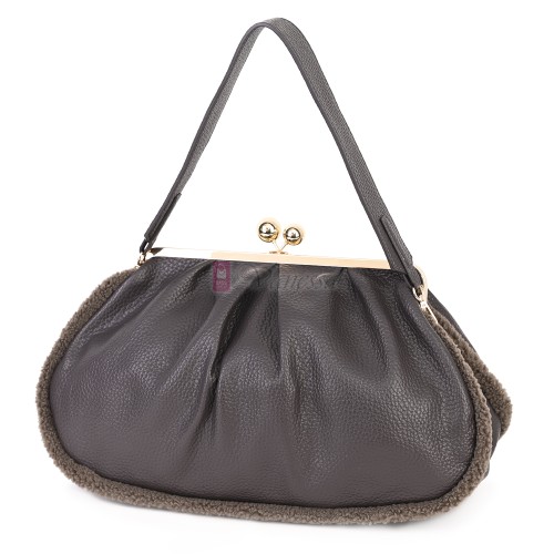 Голяма дамска чанта от еко кожа, в тъмносив цвят. Код: 997