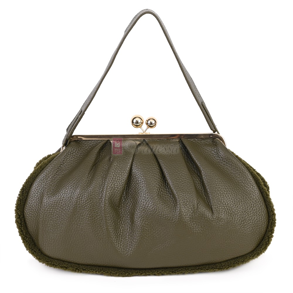 Голяма дамска чанта от еко кожа, в зелен цвят. Код: 997