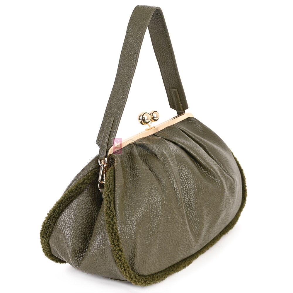 Голяма дамска чанта от еко кожа, в зелен цвят. Код: 997