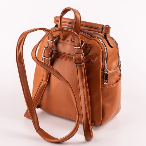 Дамска раница/чанта от еко кожа в кафяв цвят. Код: В 7906