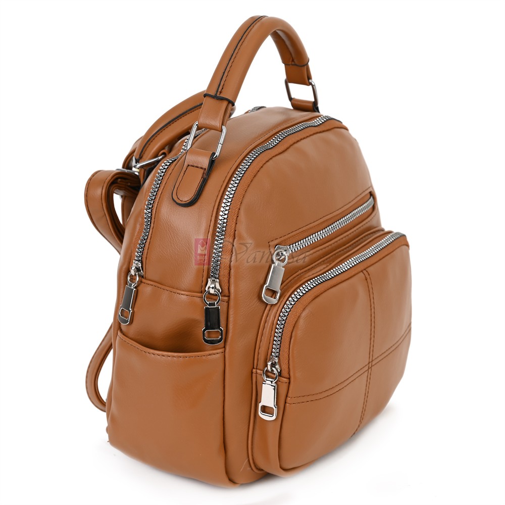 Дамска раница /чанта от еко кожа в кафяв цвят. Код: В 7906