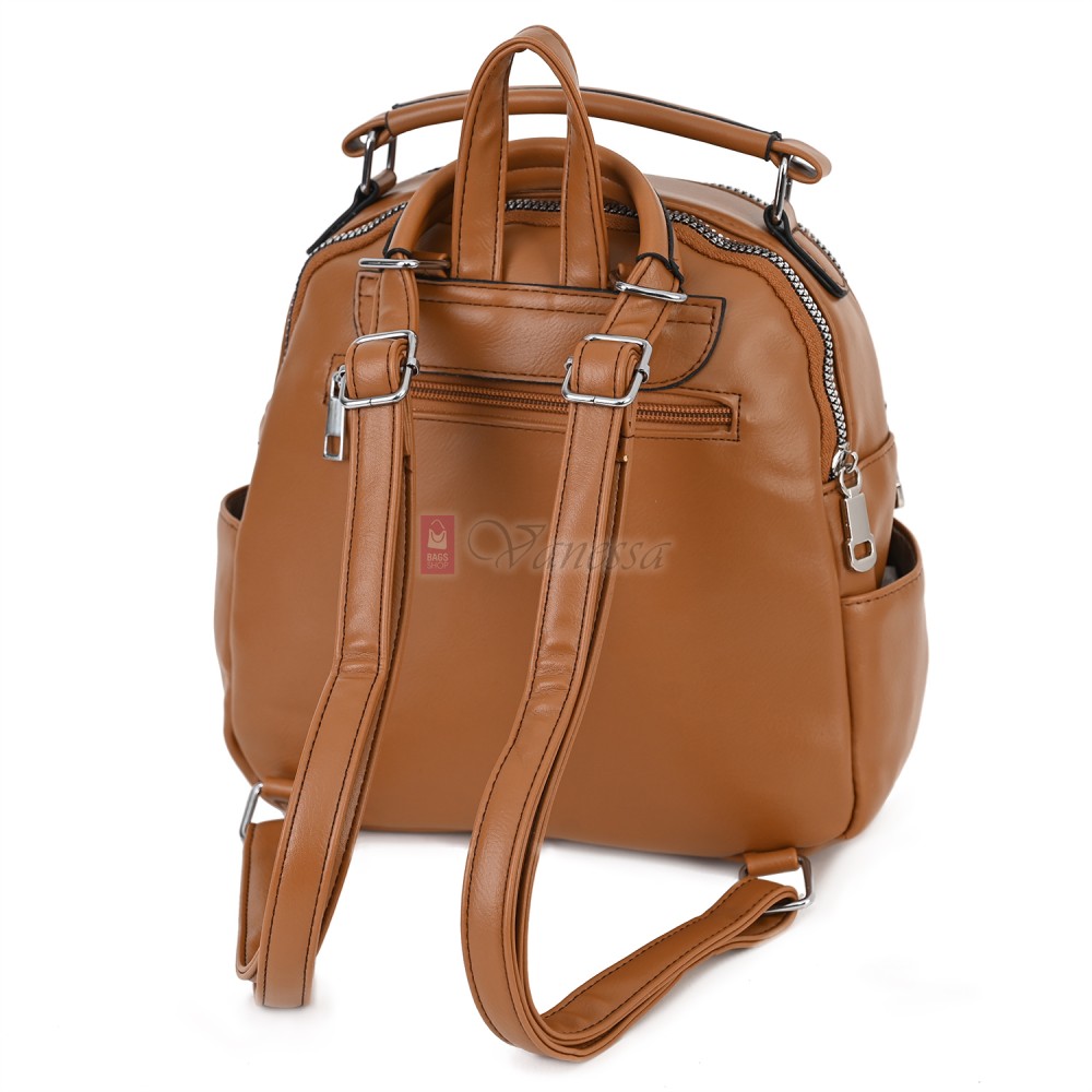 Дамска раница /чанта от еко кожа в кафяв цвят. Код: В 7906