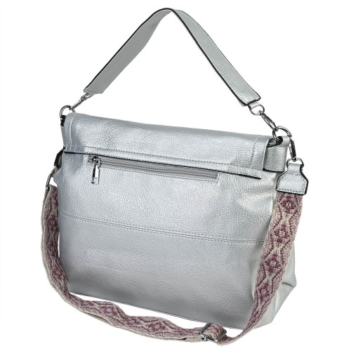Дамска чанта от еко кожа в сребрист цвят Код: CP0101