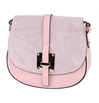  Дамска чанта от естествена кожа в розов цвят Код: EK43